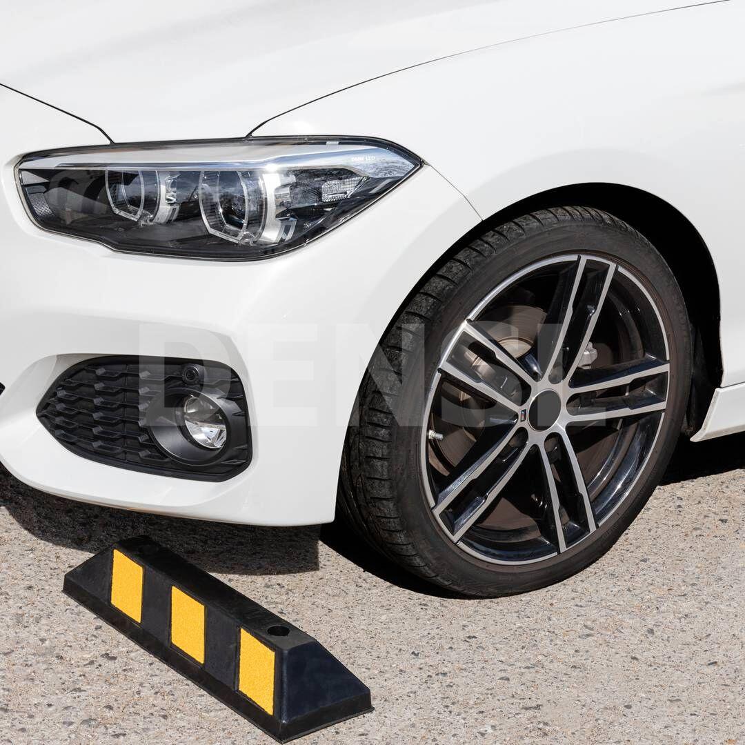UISEBRT 2 topes para ruedas de garaje de acero estable, limitación de  aparcamiento, ayuda de aparcamiento para garaje, aparcamiento,  amarillo/negro